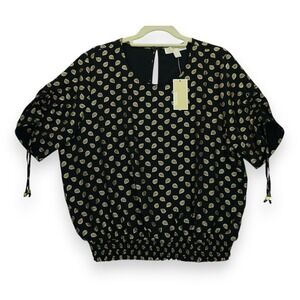 NWT Michael Kors Women's Blouse All Over Print Size XL Short Sleeve MSRP $110